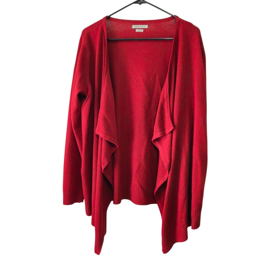 Van Heusen Studio Red Open-Front Draped Knit Cardigan Large